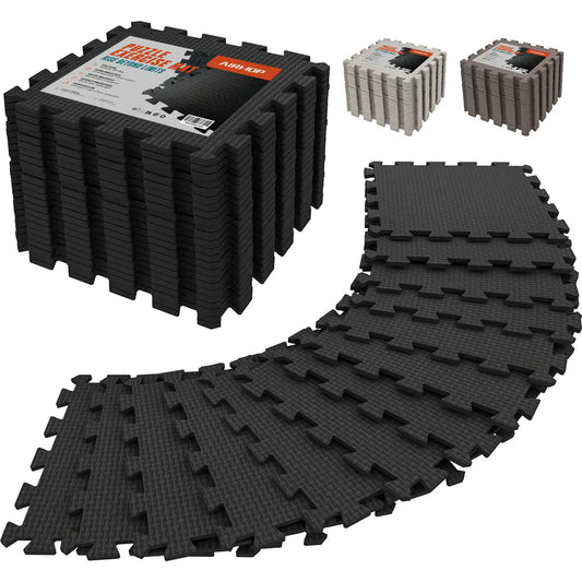 AIRHOP 18Pcs EVA Gym Mats Set - 0.4" Interlocking Foam Floor Tiles (18 Sq.Ft) High-Density Protective Puzzle Mat for Home Gym, Garage, Treadmill, Bike, Playroom - Ideal Mother'S Day Gift｜Summervibes Petlovers