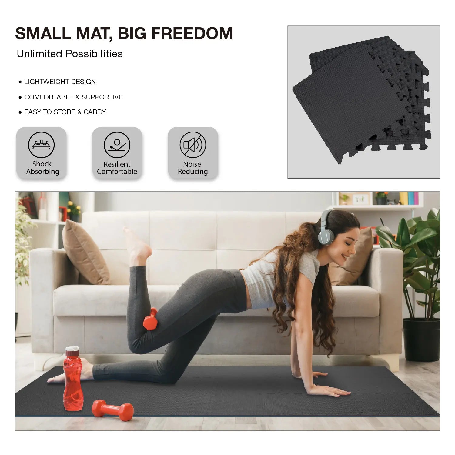 AIRHOP 18Pcs EVA Gym Mats Set - 0.4" Interlocking Foam Floor Tiles (18 Sq.Ft) High-Density Protective Puzzle Mat for Home Gym, Garage, Treadmill, Bike, Playroom - Ideal Mother'S Day Gift｜Summervibes Petlovers