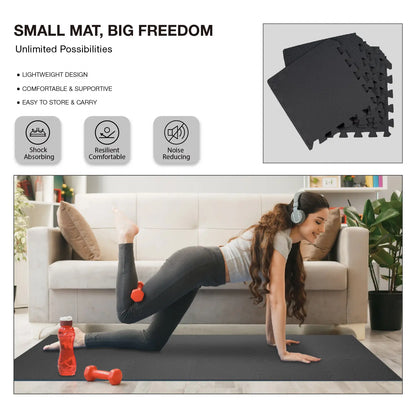 AIRHOP 18Pcs EVA Gym Mats Set - 0.4" Interlocking Foam Floor Tiles (18 Sq.Ft) High-Density Protective Puzzle Mat for Home Gym, Garage, Treadmill, Bike, Playroom - Ideal Mother'S Day Gift｜Summervibes Petlovers