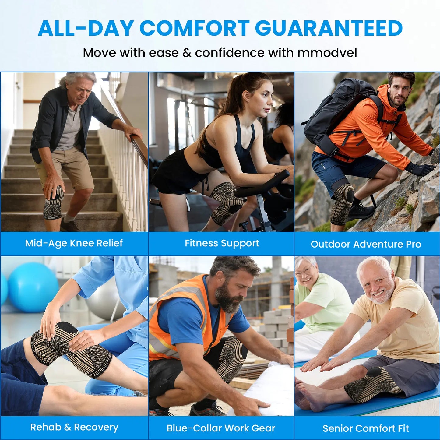 2026 NEW Copper Knee Braces for Knee Pain (2 Pack), UGEM Compression Knee Sleeves with Patella Gel Pad & Side Stabilizers, Workout Sports Knee Support for Men & Women, Meniscus Tear, ACL & Arthritis Relief