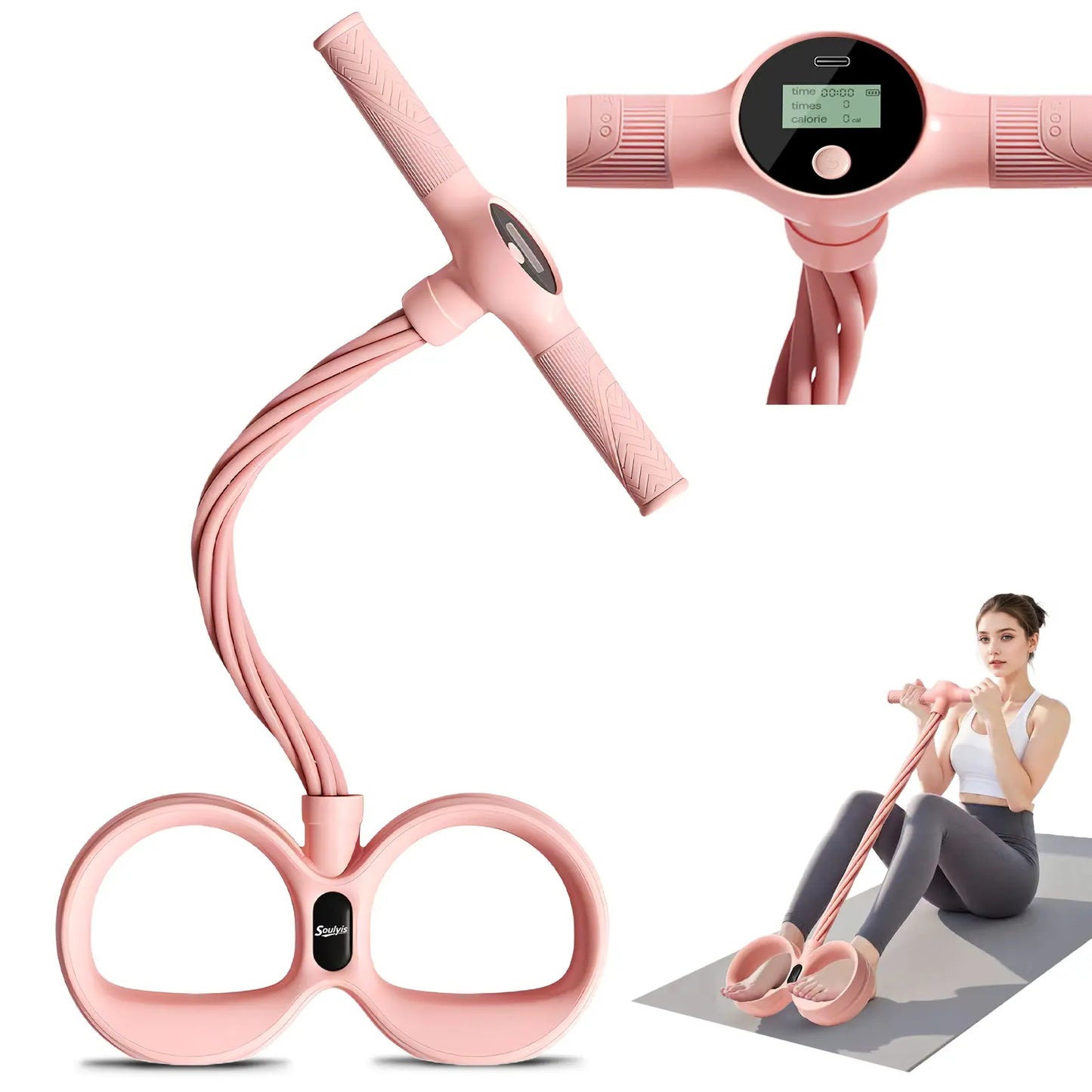 Soulyis Multifunction Pedal Resistance Band, 6-Tube Elastic Yoga Pedal Puller Resistance Band, Elastic Pull Rope Fitness, Full-Body Workout at Home Gym, Exercise Sit-Up, Yoga, Abdominal Training
