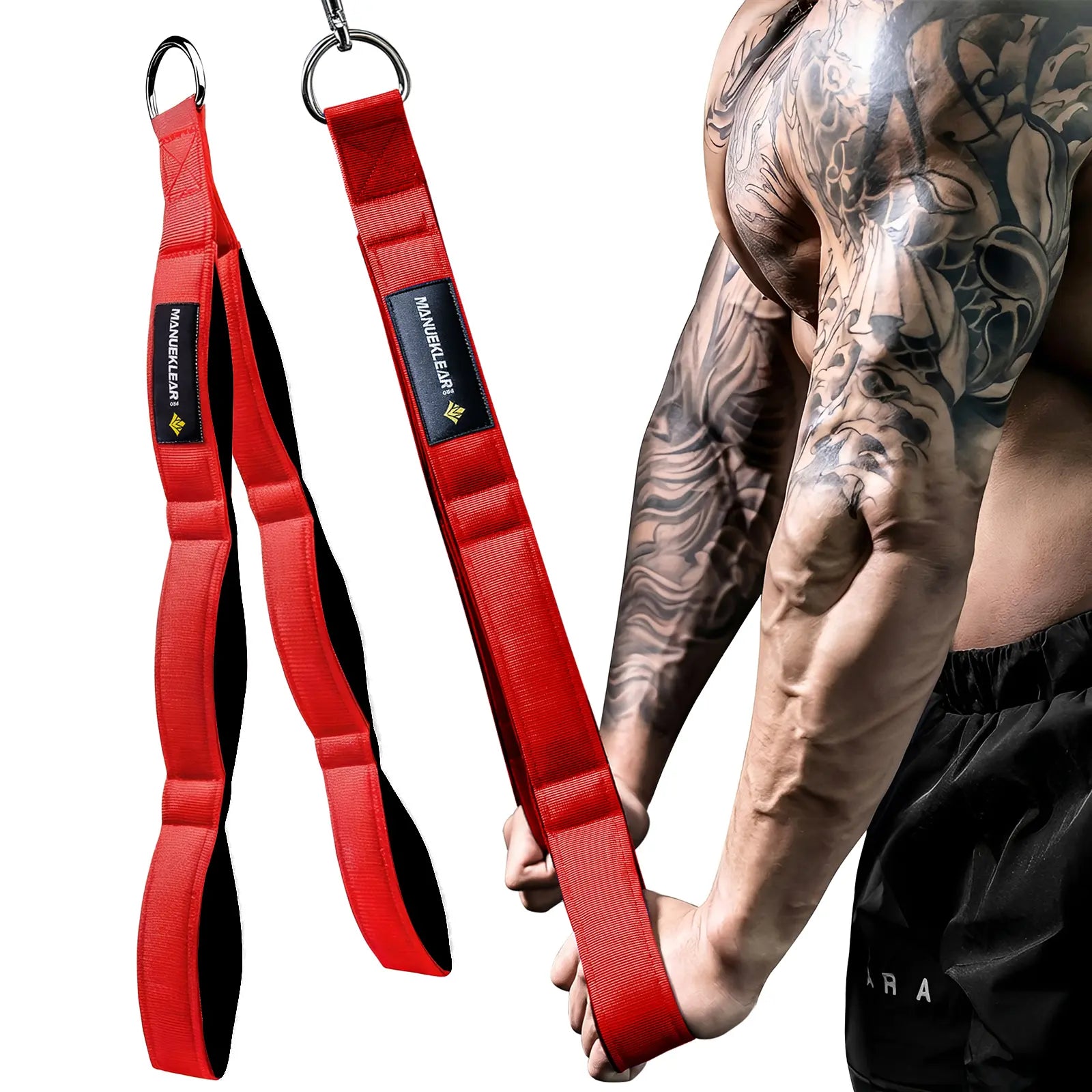 MANUEKLEAR Tricep Rope Cable Attachment Handles, Greater Range of Motion, Tricep Pull down Rope for Push Downs, Crunches, Facepulls for Professional Gym