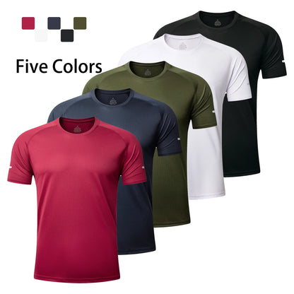 5 Pcs Men'S Plain Muscle Slim Fitted T Shirt Gym Workout Athletic Tee Menswear Casual Tops,T-Shirt for Daily Outdoor Wear,Men'S Streetwear Outfits Lightweight Versatile Workout Tops Athleisure Breathable Clothes Everyday Activewear Compression Shirts