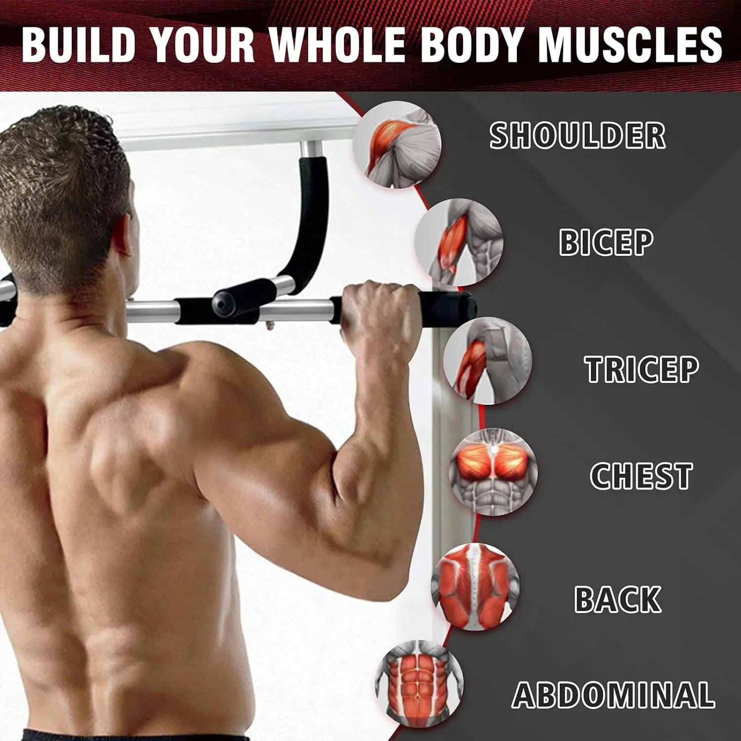 Upgrade Pull up Bar for Doorway - Max Capacity 440 Lbs, Portable Upper Workout Bar for Strength