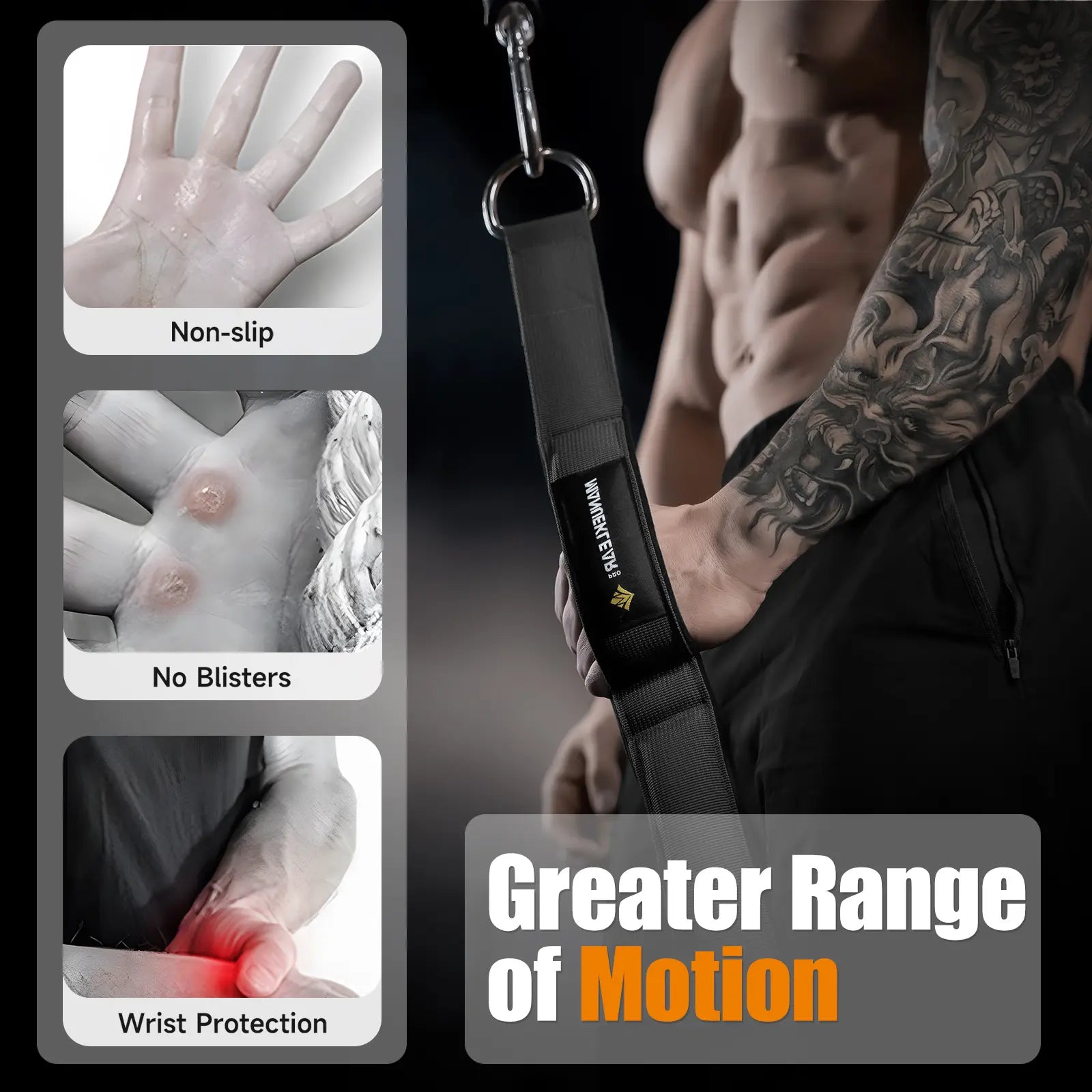 MANUEKLEAR Tricep Rope Cable Attachment Handles, Greater Range of Motion, Tricep Pull down Rope for Push Downs, Crunches, Facepulls for Professional Gym