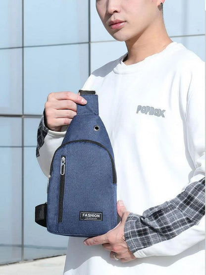 Men'S Solid Color Zipper Bum Bag, Waterproof Sports Bag, Lightweight Chest Bag for Daily Used, Casual Trendy Versatile High-Quality Daily Commuting Bag
