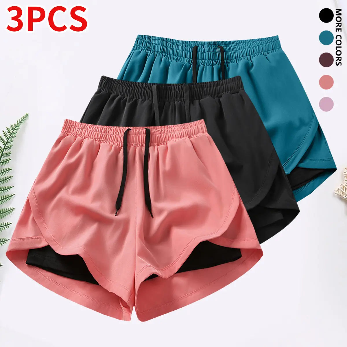 3-Piece Women’S Casual Athletic Shorts Set Featuring Built-In Lining, Drawstring, and Elastic Waistband — Suitable for Running, Fitness, and Outdoor Activities; Running Gear | Casual Sportswear, Women’S Shorts, Summer Bottoms