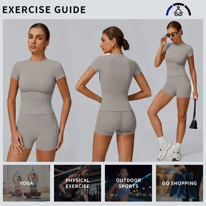 Tenwolf 2-Piece Boat Neck Open-Back Workout Set, Shaping Support, Breathable Quick-Dry, Yoga, Gym, Athletic Women’S Backless Tank Top Set, Sports Fitness Wear with Tummy Control Sweat Suit