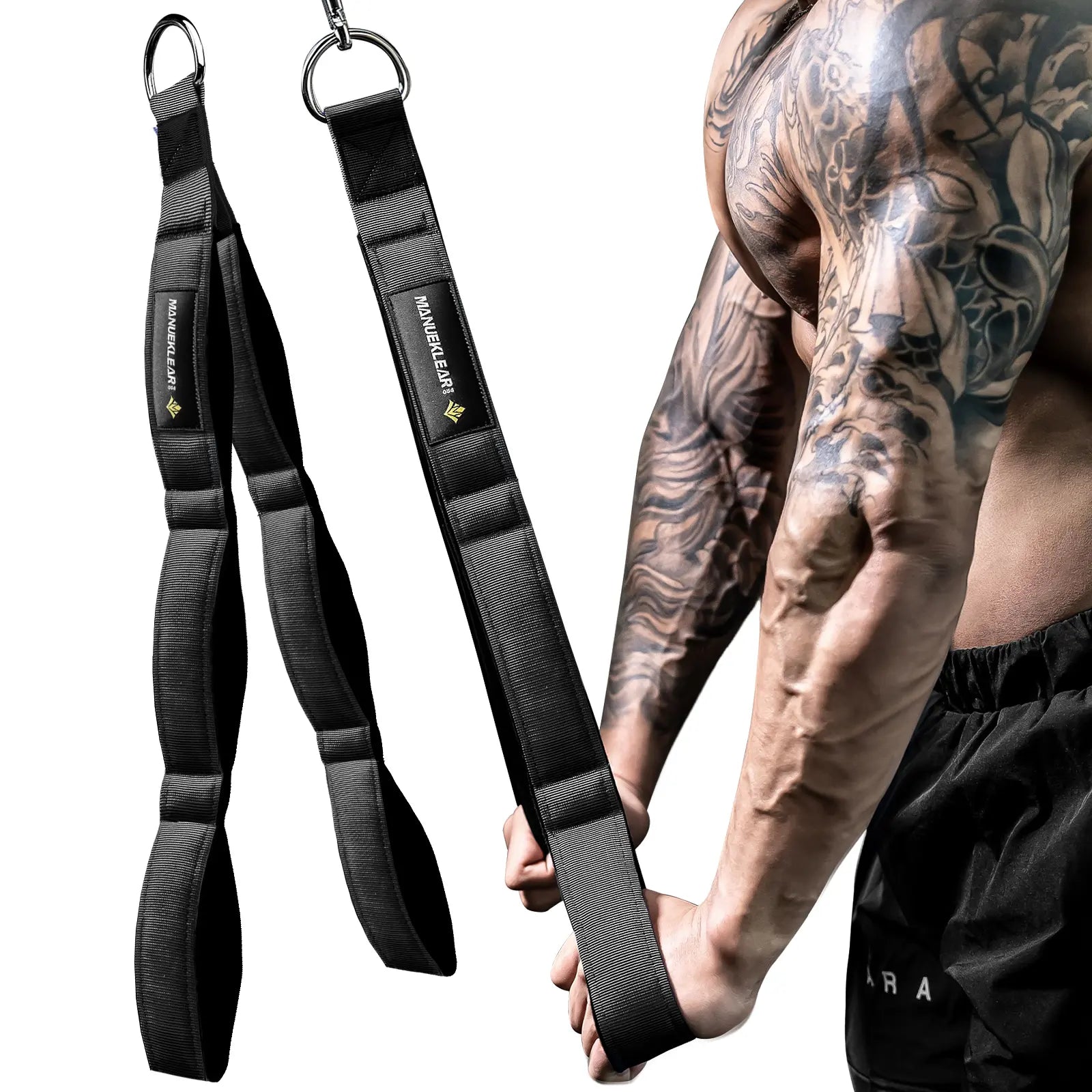MANUEKLEAR Tricep Rope Cable Attachment Handles, Greater Range of Motion, Tricep Pull down Rope for Push Downs, Crunches, Facepulls for Professional Gym