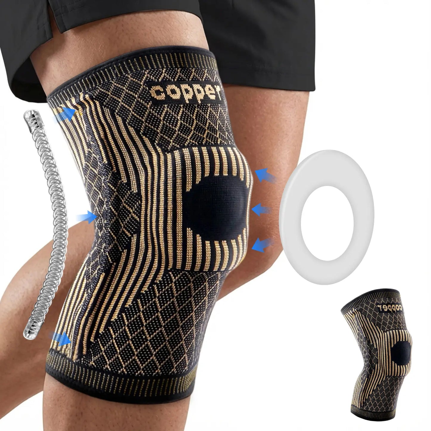 2026 NEW Copper Knee Braces for Knee Pain (2 Pack), UGEM Compression Knee Sleeves with Patella Gel Pad & Side Stabilizers, Workout Sports Knee Support for Men & Women, Meniscus Tear, ACL & Arthritis Relief