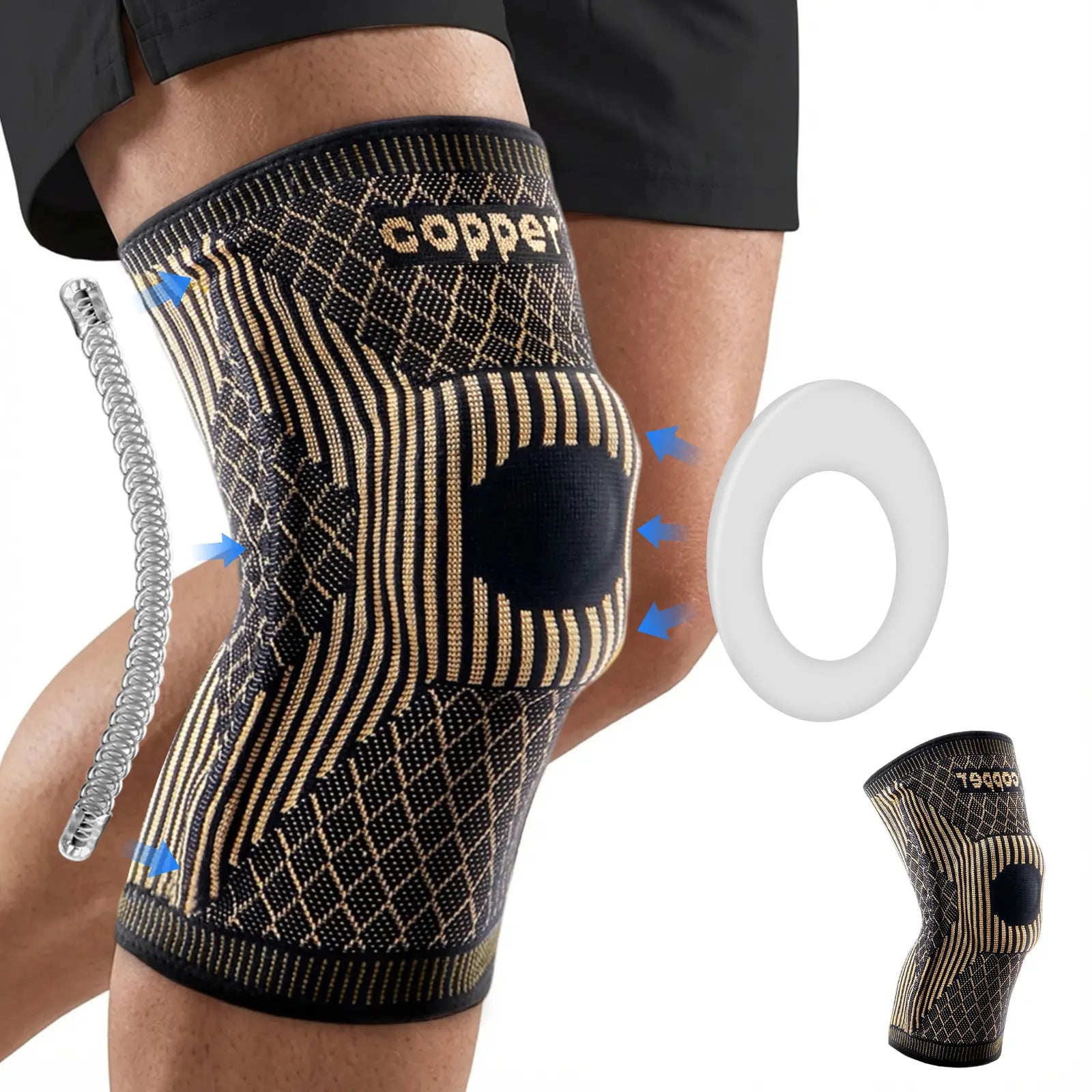2026 NEW Copper Knee Braces for Knee Pain (2 Pack), UGEM Compression Knee Sleeves with Patella Gel Pad & Side Stabilizers, Workout Sports Knee Support for Men & Women, Meniscus Tear, ACL & Arthritis Relief