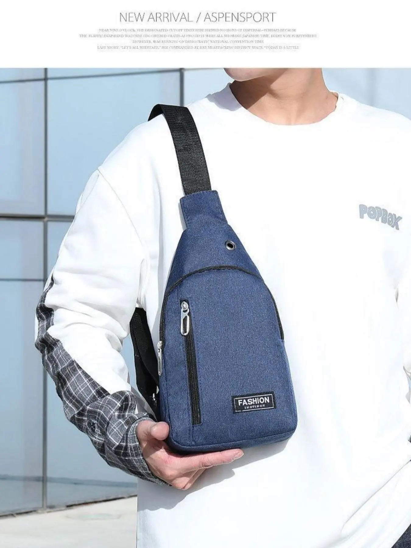 Men'S Solid Color Zipper Bum Bag, Waterproof Sports Bag, Lightweight Chest Bag for Daily Used, Casual Trendy Versatile High-Quality Daily Commuting Bag