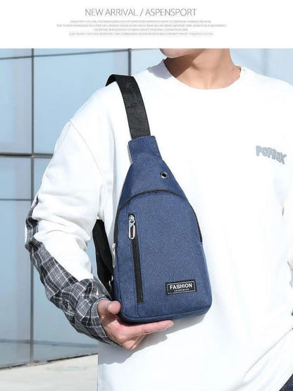 Men'S Solid Color Zipper Bum Bag, Waterproof Sports Bag, Lightweight Chest Bag for Daily Used, Casual Trendy Versatile High-Quality Daily Commuting Bag