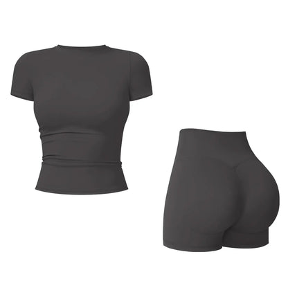 Tenwolf 2-Piece Boat Neck Open-Back Workout Set, Shaping Support, Breathable Quick-Dry, Yoga, Gym, Athletic Women’S Backless Tank Top Set, Sports Fitness Wear with Tummy Control Sweat Suit