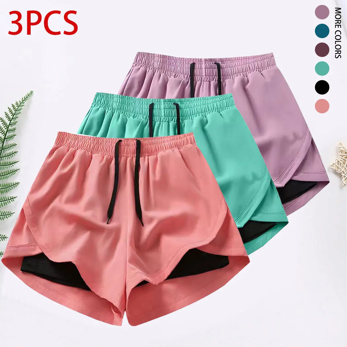 3-Piece Women’S Casual Athletic Shorts Set Featuring Built-In Lining, Drawstring, and Elastic Waistband — Suitable for Running, Fitness, and Outdoor Activities; Running Gear | Casual Sportswear, Women’S Shorts, Summer Bottoms