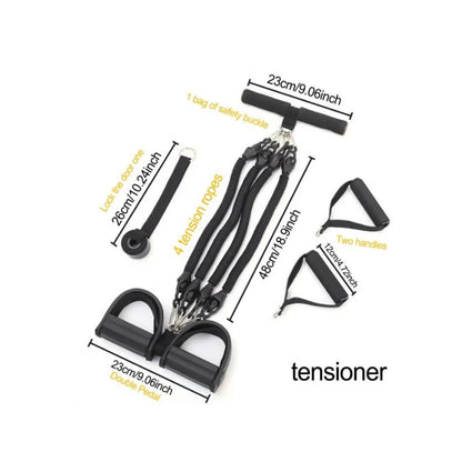 Professional Resistance Strap Set - 4 25-Pound Resistance Straps with a Total Weight of 100 Pounds, Including Pedal Straps and Handles, Suitable for Home Fitness