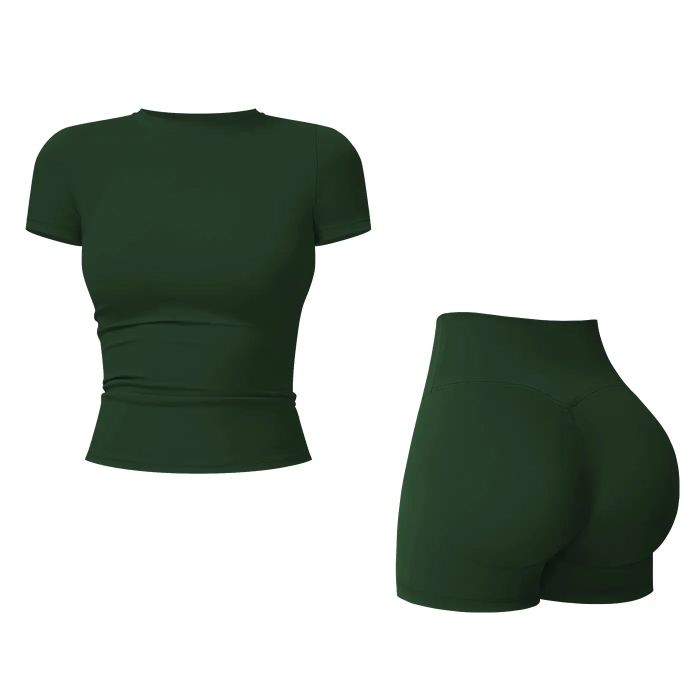 Tenwolf 2-Piece Boat Neck Open-Back Workout Set, Shaping Support, Breathable Quick-Dry, Yoga, Gym, Athletic Women’S Backless Tank Top Set, Sports Fitness Wear with Tummy Control Sweat Suit