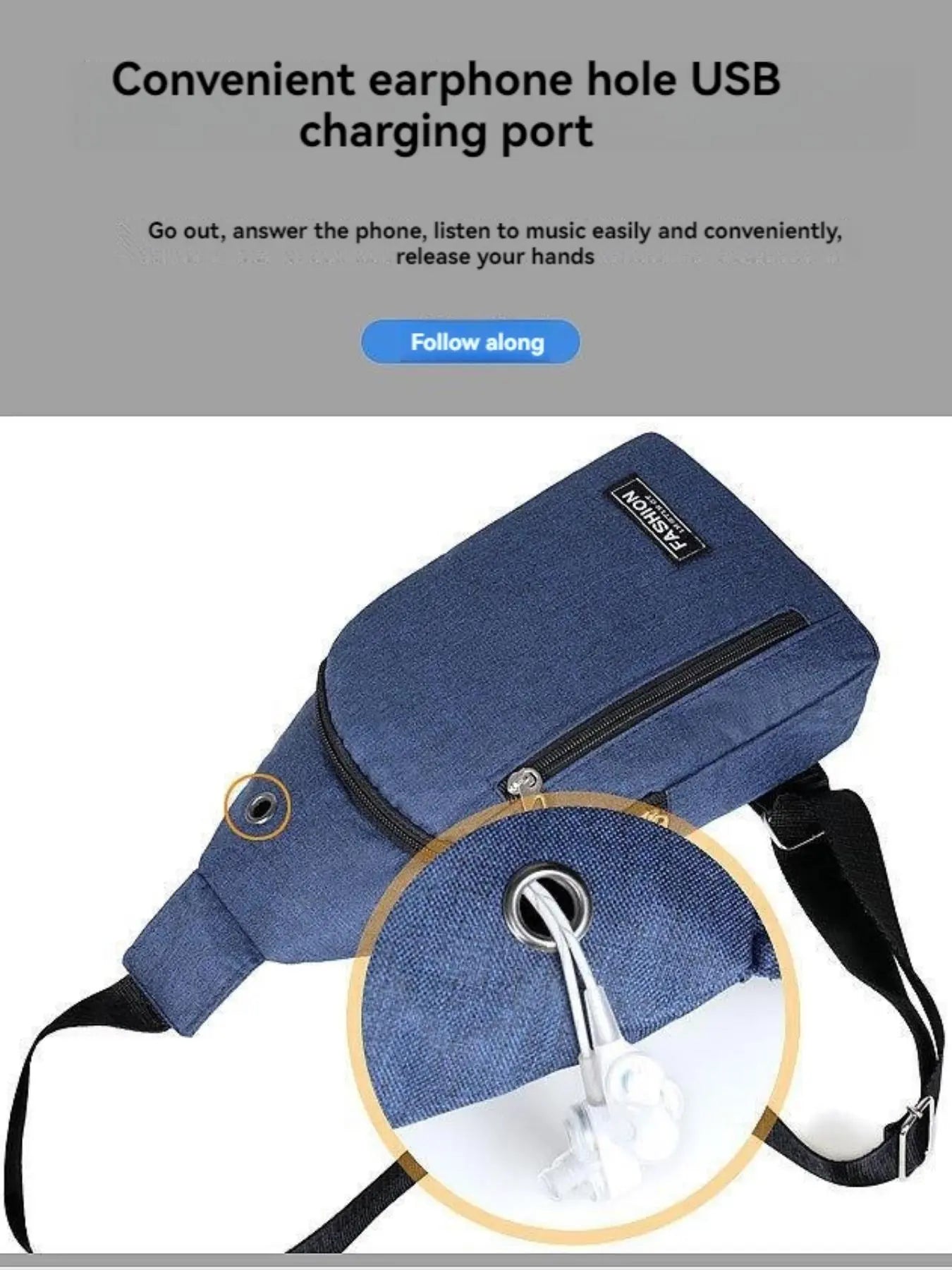 Men'S Solid Color Zipper Bum Bag, Waterproof Sports Bag, Lightweight Chest Bag for Daily Used, Casual Trendy Versatile High-Quality Daily Commuting Bag