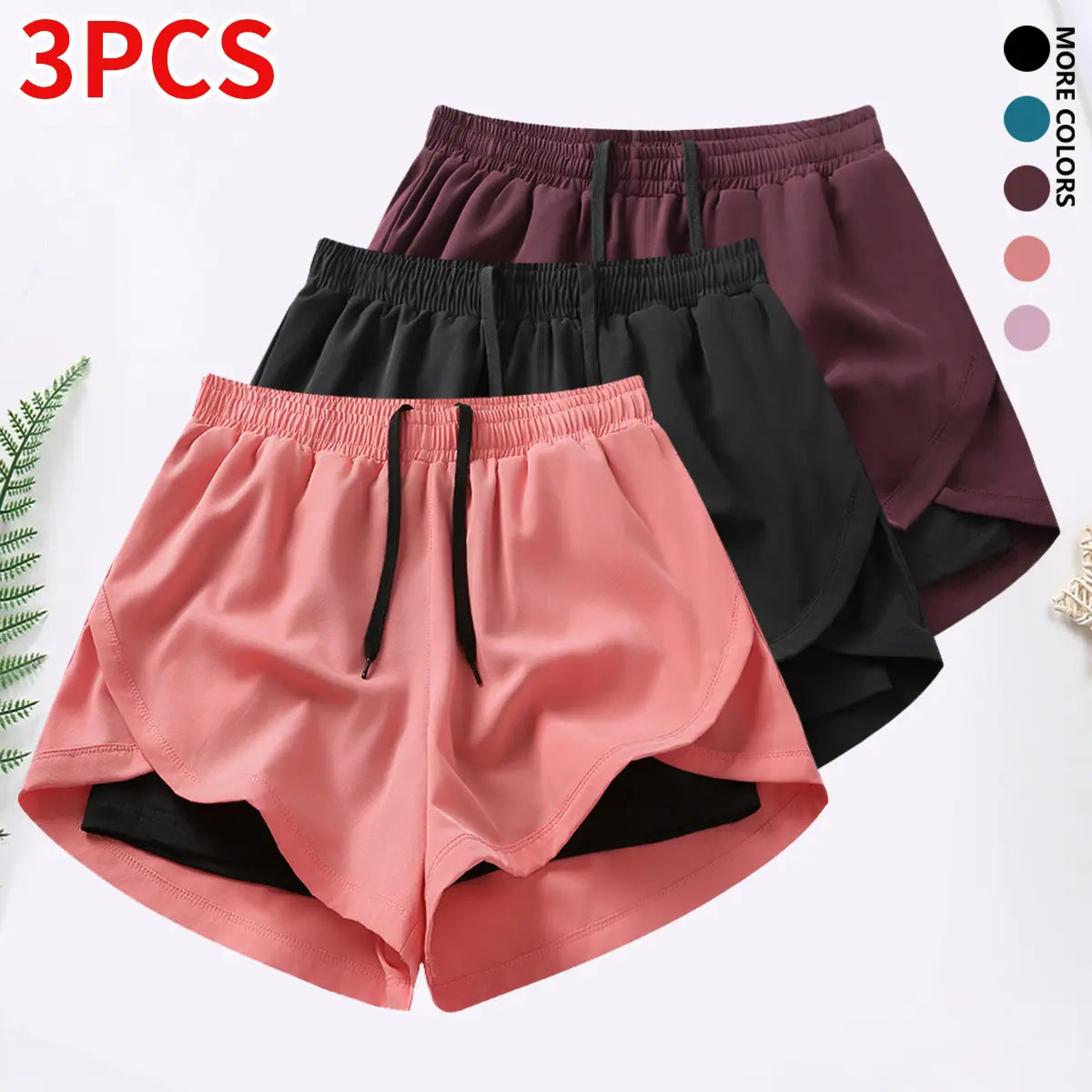 3-Piece Women’S Casual Athletic Shorts Set Featuring Built-In Lining, Drawstring, and Elastic Waistband — Suitable for Running, Fitness, and Outdoor Activities; Running Gear | Casual Sportswear, Women’S Shorts, Summer Bottoms