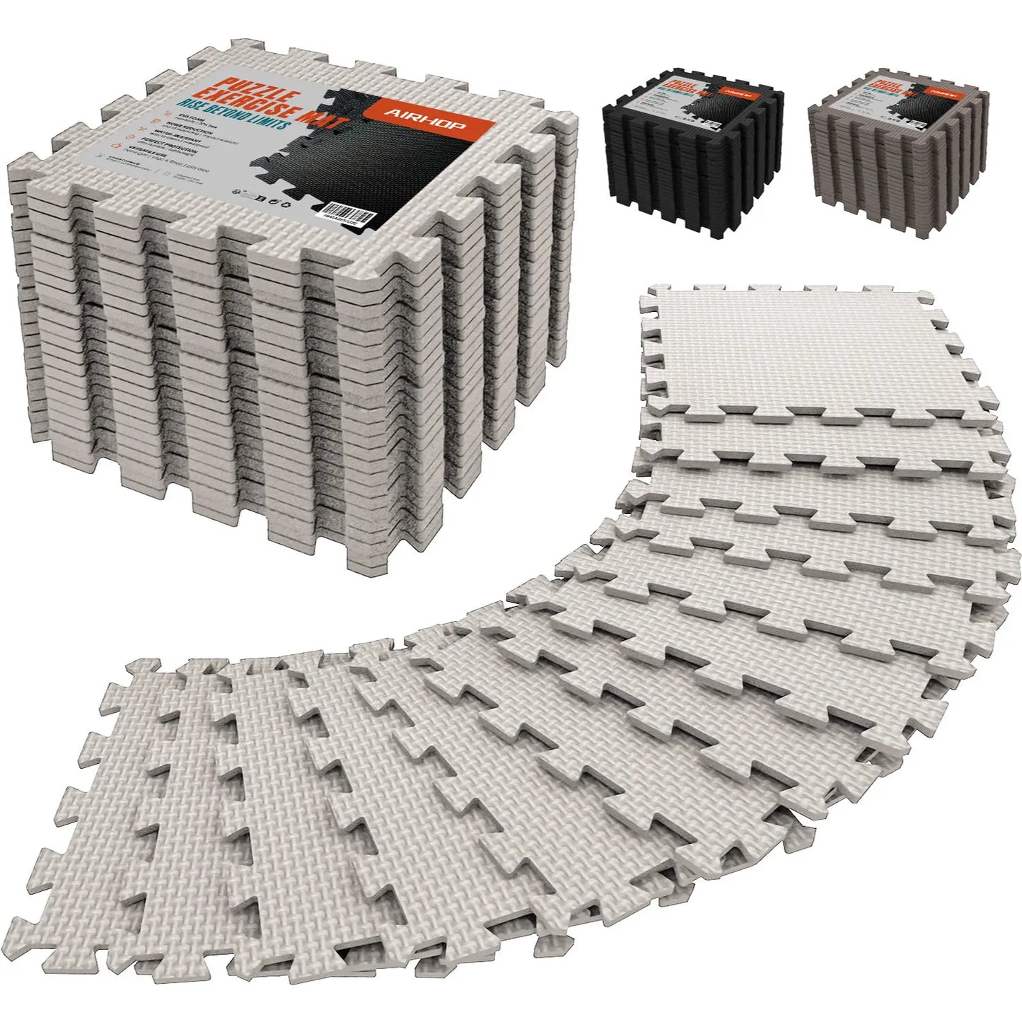 AIRHOP 18Pcs EVA Gym Mats Set - 0.4" Interlocking Foam Floor Tiles (18 Sq.Ft) High-Density Protective Puzzle Mat for Home Gym, Garage, Treadmill, Bike, Playroom - Ideal Mother'S Day Gift｜Summervibes Petlovers