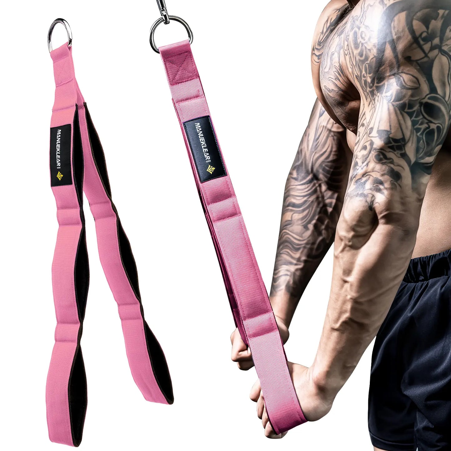 MANUEKLEAR Tricep Rope Cable Attachment Handles, Greater Range of Motion, Tricep Pull down Rope for Push Downs, Crunches, Facepulls for Professional Gym