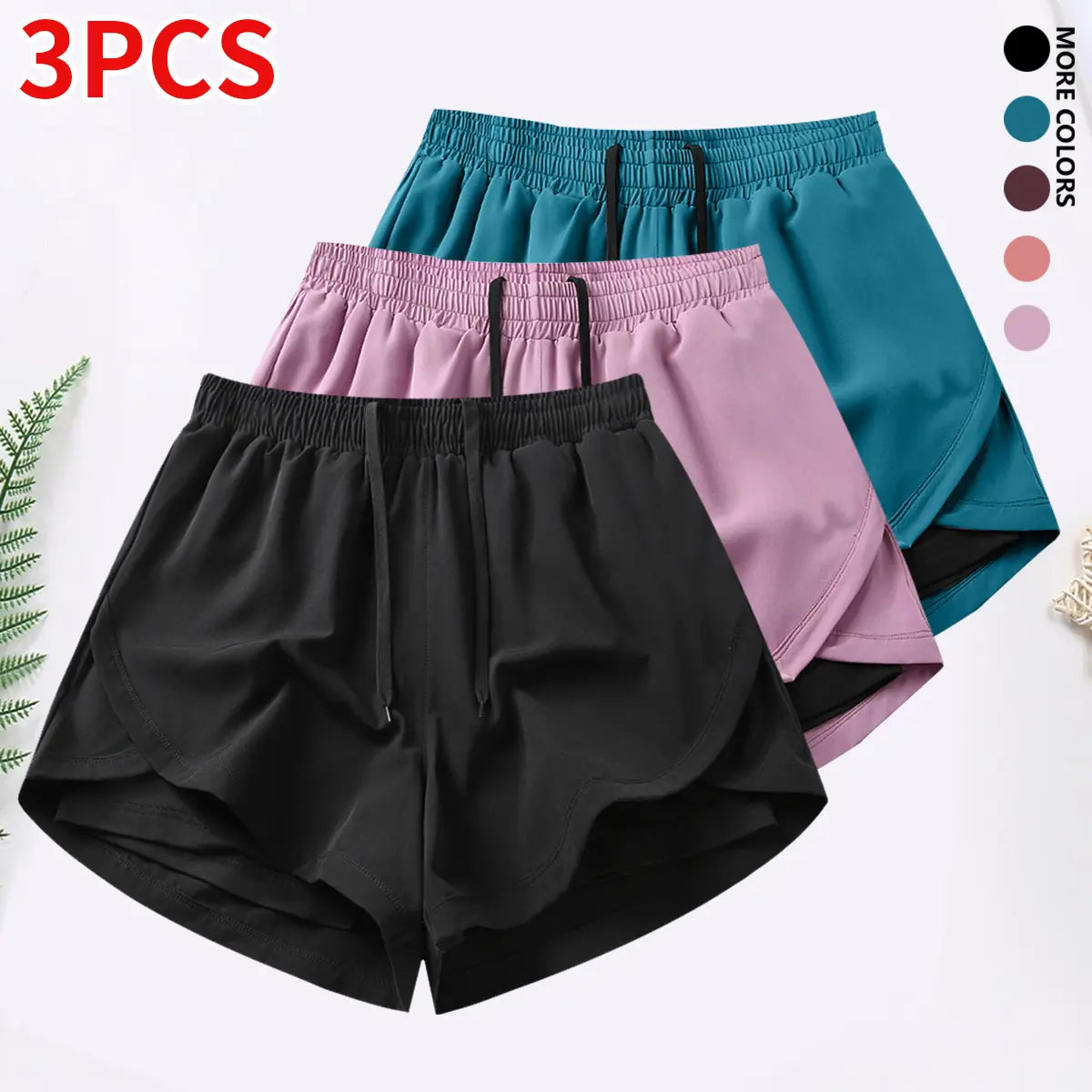 3-Piece Women’S Casual Athletic Shorts Set Featuring Built-In Lining, Drawstring, and Elastic Waistband — Suitable for Running, Fitness, and Outdoor Activities; Running Gear | Casual Sportswear, Women’S Shorts, Summer Bottoms