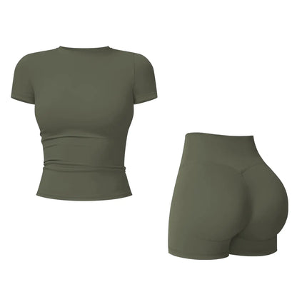 Tenwolf 2-Piece Boat Neck Open-Back Workout Set, Shaping Support, Breathable Quick-Dry, Yoga, Gym, Athletic Women’S Backless Tank Top Set, Sports Fitness Wear with Tummy Control Sweat Suit