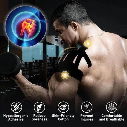 Kinesiology Tape for Shoulder Pain Relief Pre Cut Sports Waterproof Breathable Enhance Elastic Kinesiology Athletic Tape for Shoulder Support and Muscle Sports