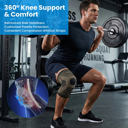 2026 NEW Copper Knee Braces for Knee Pain (2 Pack), UGEM Compression Knee Sleeves with Patella Gel Pad & Side Stabilizers, Workout Sports Knee Support for Men & Women, Meniscus Tear, ACL & Arthritis Relief