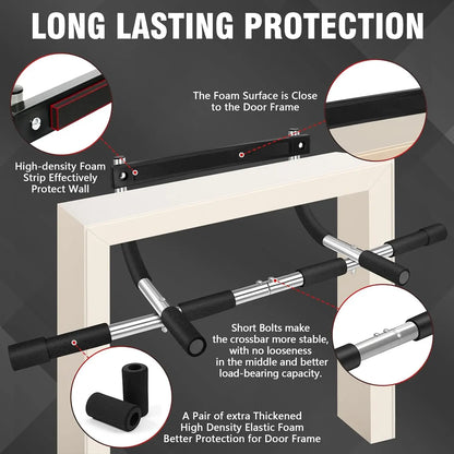 Upgrade Pull up Bar for Doorway - Max Capacity 440 Lbs, Portable Upper Workout Bar for Strength