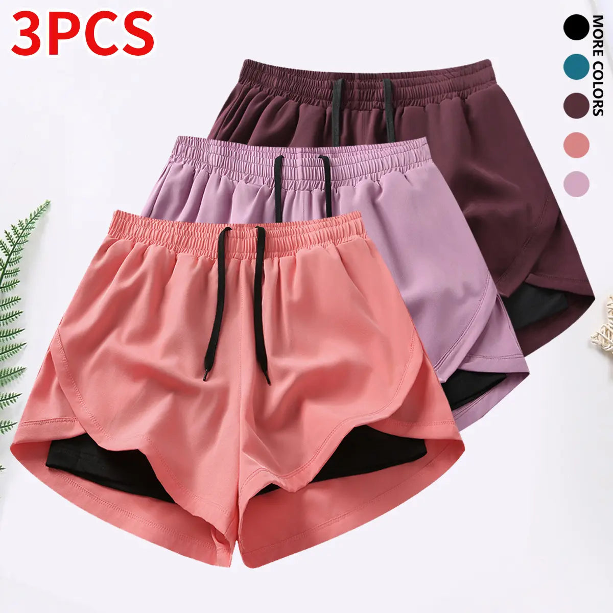 3-Piece Women’S Casual Athletic Shorts Set Featuring Built-In Lining, Drawstring, and Elastic Waistband — Suitable for Running, Fitness, and Outdoor Activities; Running Gear | Casual Sportswear, Women’S Shorts, Summer Bottoms