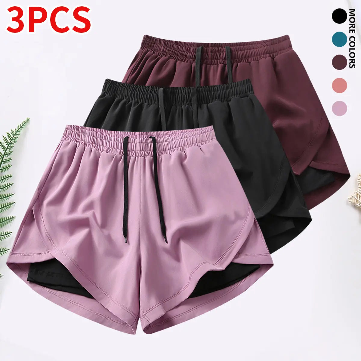 3-Piece Women’S Casual Athletic Shorts Set Featuring Built-In Lining, Drawstring, and Elastic Waistband — Suitable for Running, Fitness, and Outdoor Activities; Running Gear | Casual Sportswear, Women’S Shorts, Summer Bottoms
