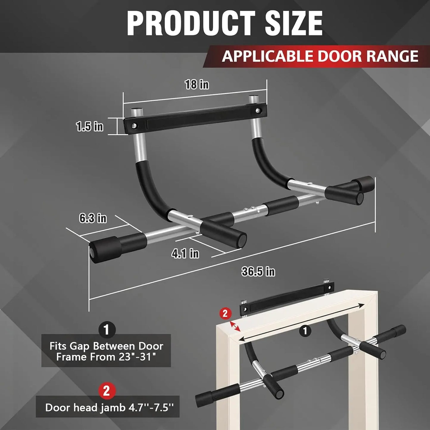 Upgrade Pull up Bar for Doorway - Max Capacity 440 Lbs, Portable Upper Workout Bar for Strength