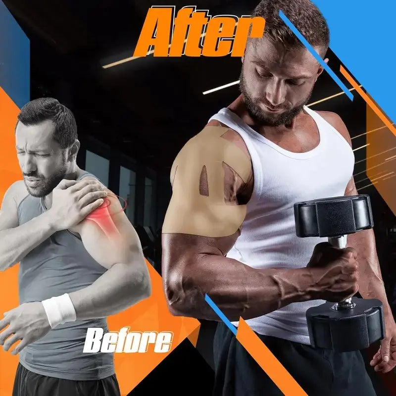 Kinesiology Tape for Shoulder Pain Relief Pre Cut Sports Waterproof Breathable Enhance Elastic Kinesiology Athletic Tape for Shoulder Support and Muscle Sports