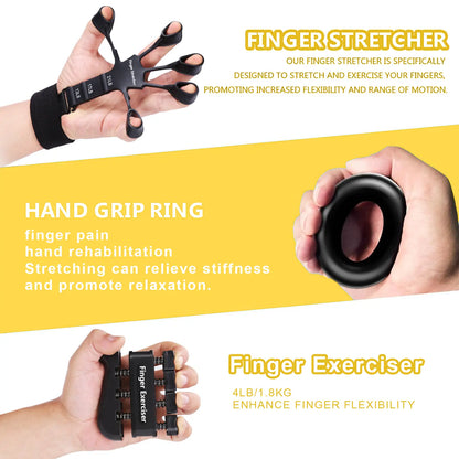 Hand Grip Strengthener 5Pcs, Grip Strength Trainer, Adjustable Forearm Gripper(11-132Lb), Finger Stretcher(13,17,21Lb), Hand Strength Ring(30, 50Lb) and Finger Exerciser(4Lb)