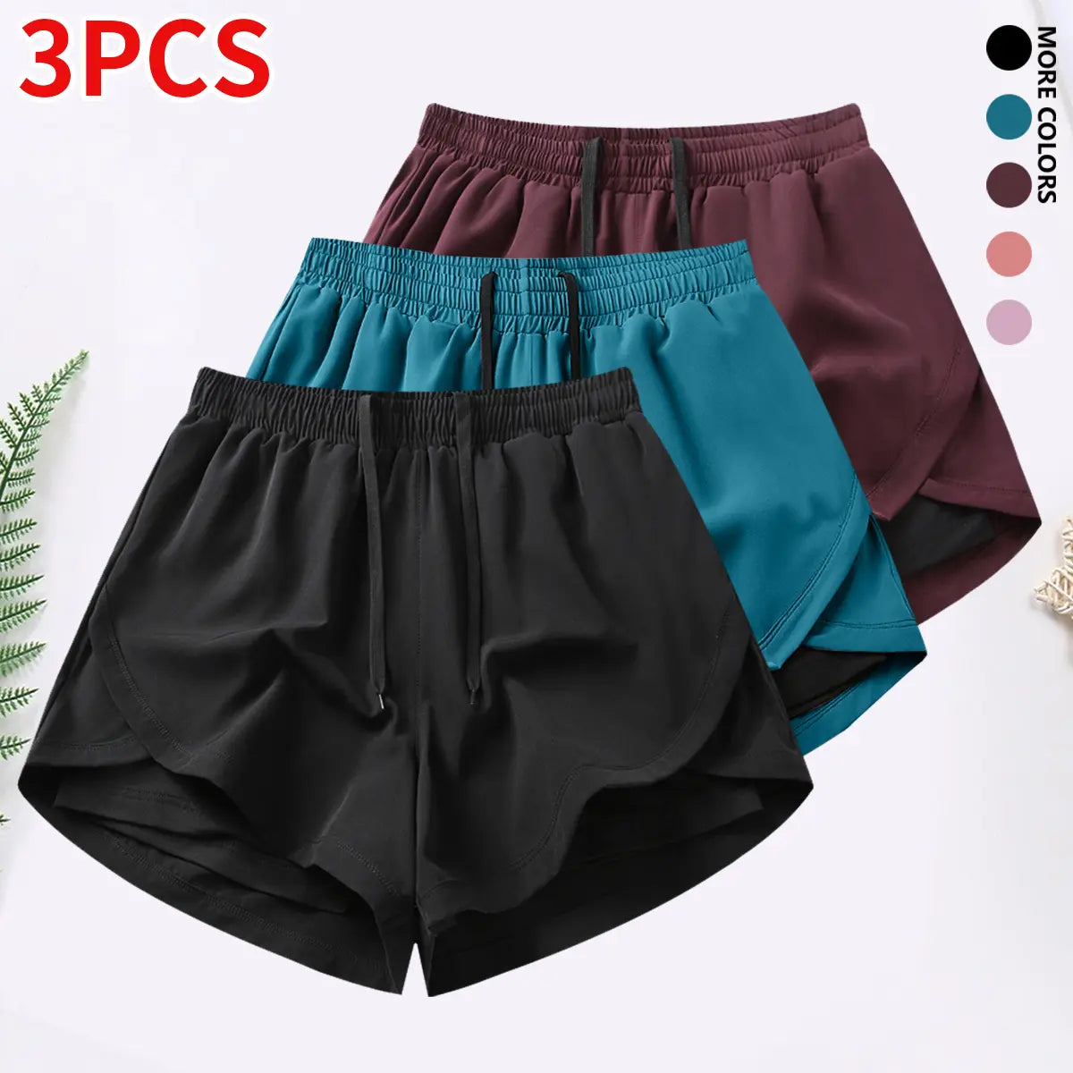 3-Piece Women’S Casual Athletic Shorts Set Featuring Built-In Lining, Drawstring, and Elastic Waistband — Suitable for Running, Fitness, and Outdoor Activities; Running Gear | Casual Sportswear, Women’S Shorts, Summer Bottoms