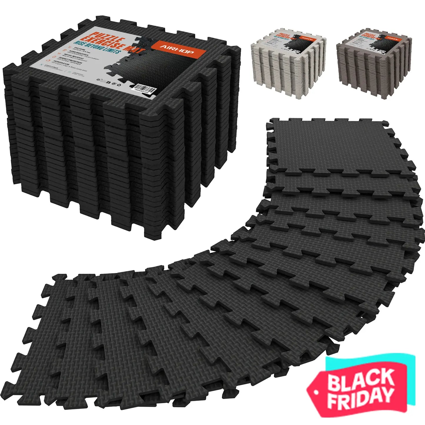 AIRHOP 18Pcs EVA Gym Mats Set - 0.4" Interlocking Foam Floor Tiles (18 Sq.Ft) High-Density Protective Puzzle Mat for Home Gym, Garage, Treadmill, Bike, Playroom - Ideal Mother'S Day Gift｜Summervibes Petlovers