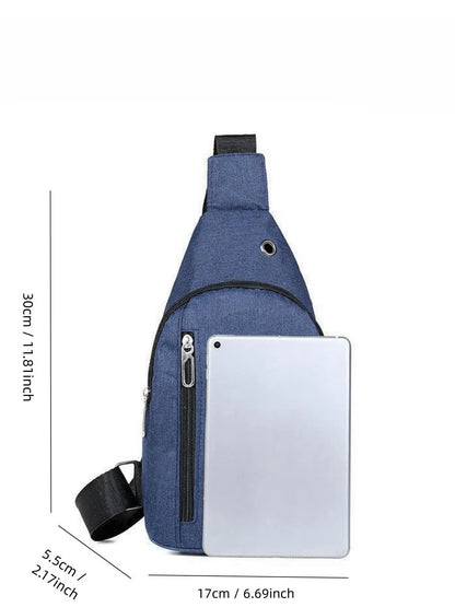 Men'S Solid Color Zipper Bum Bag, Waterproof Sports Bag, Lightweight Chest Bag for Daily Used, Casual Trendy Versatile High-Quality Daily Commuting Bag
