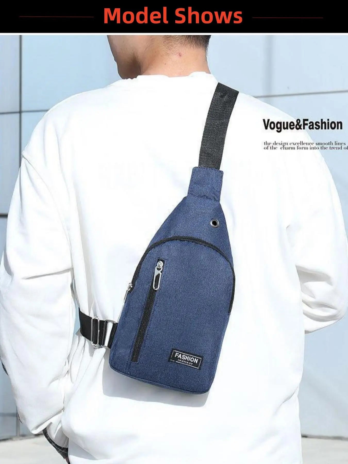 Men'S Solid Color Zipper Bum Bag, Waterproof Sports Bag, Lightweight Chest Bag for Daily Used, Casual Trendy Versatile High-Quality Daily Commuting Bag