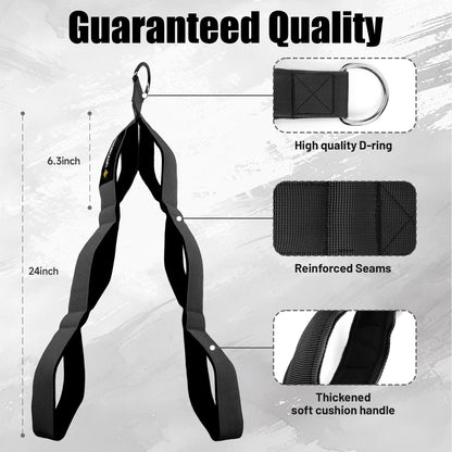 MANUEKLEAR Tricep Rope Cable Attachment Handles, Greater Range of Motion, Tricep Pull down Rope for Push Downs, Crunches, Facepulls for Professional Gym