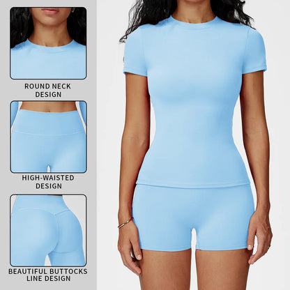 Tenwolf 2-Piece Boat Neck Open-Back Workout Set, Shaping Support, Breathable Quick-Dry, Yoga, Gym, Athletic Women’S Backless Tank Top Set, Sports Fitness Wear with Tummy Control Sweat Suit