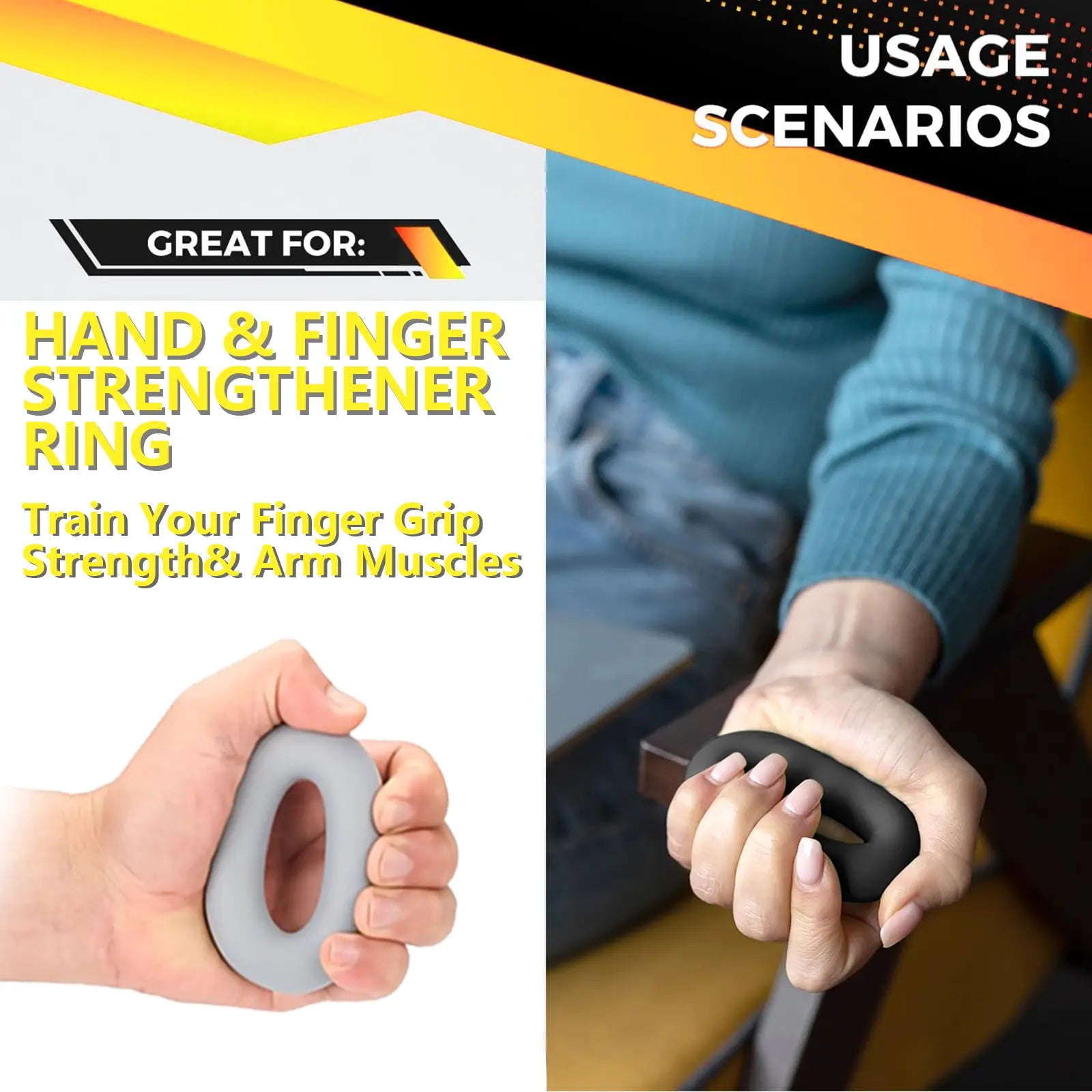 Hand Grip Strengthener 5Pcs, Grip Strength Trainer, Adjustable Forearm Gripper(11-132Lb), Finger Stretcher(13,17,21Lb), Hand Strength Ring(30, 50Lb) and Finger Exerciser(4Lb)